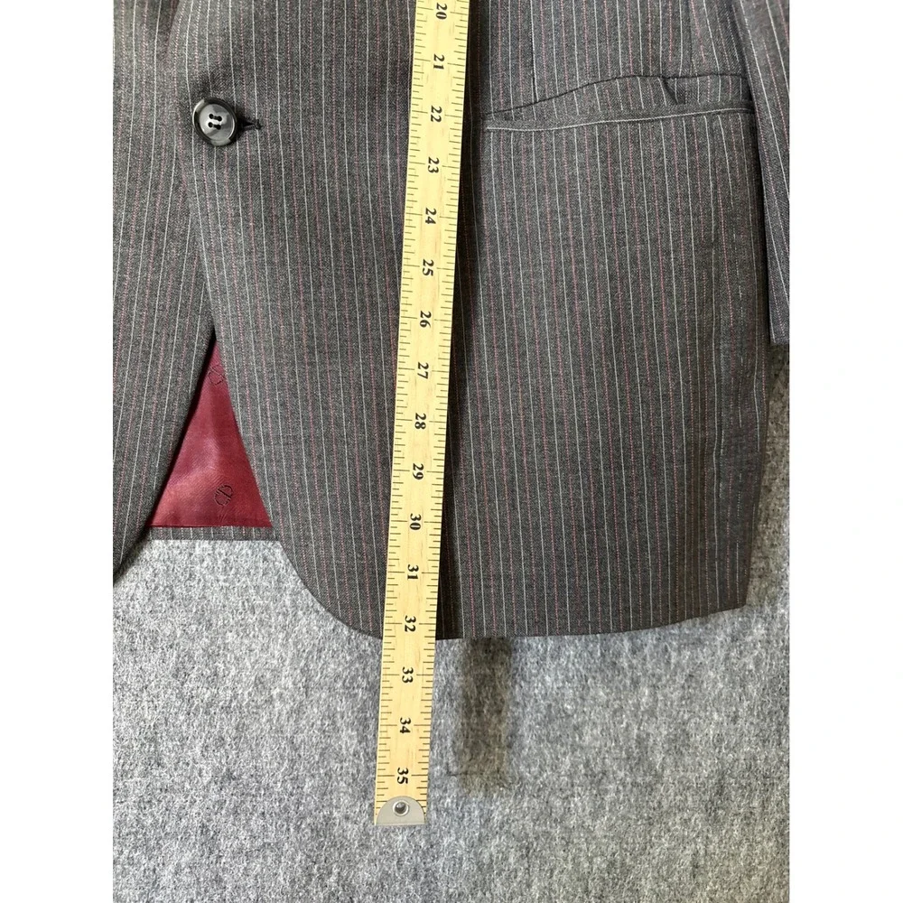 Christian Dior Monsieur Mens Grey Pinstripe‎ Wool Blazer Sport Coat 44R 2-Button